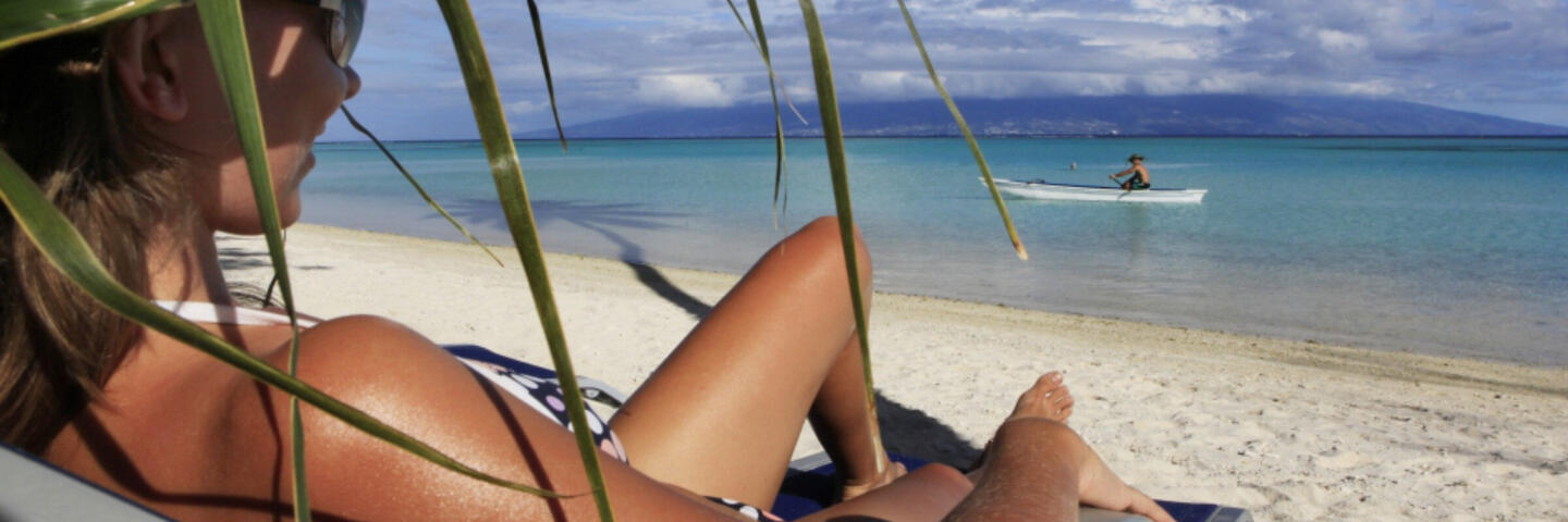woman on beach in Moorea