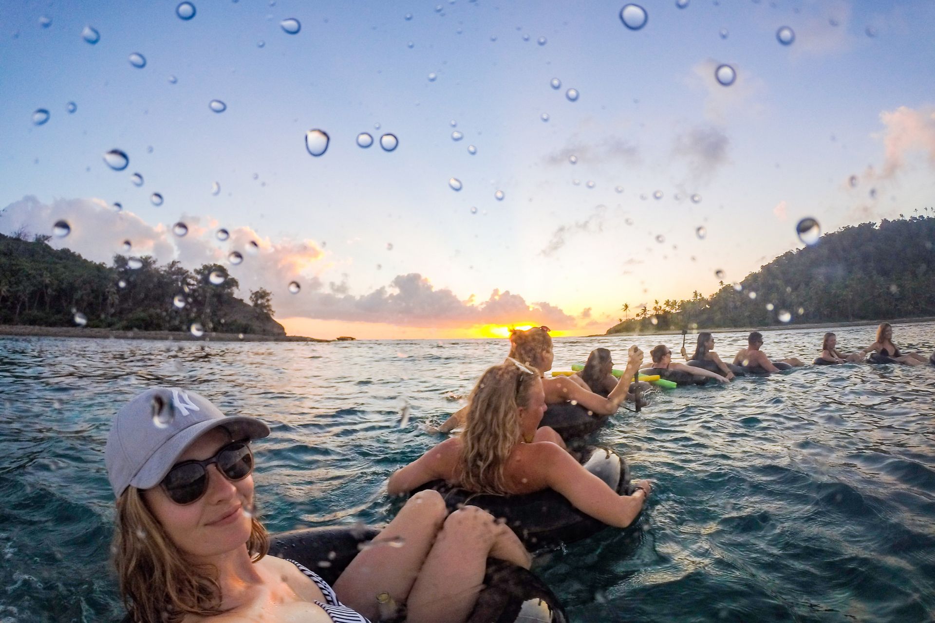 Fiji Water Tubing Tubing with friends in Fiji