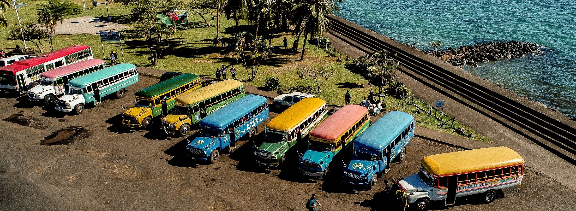 Colourful buses in Samoa