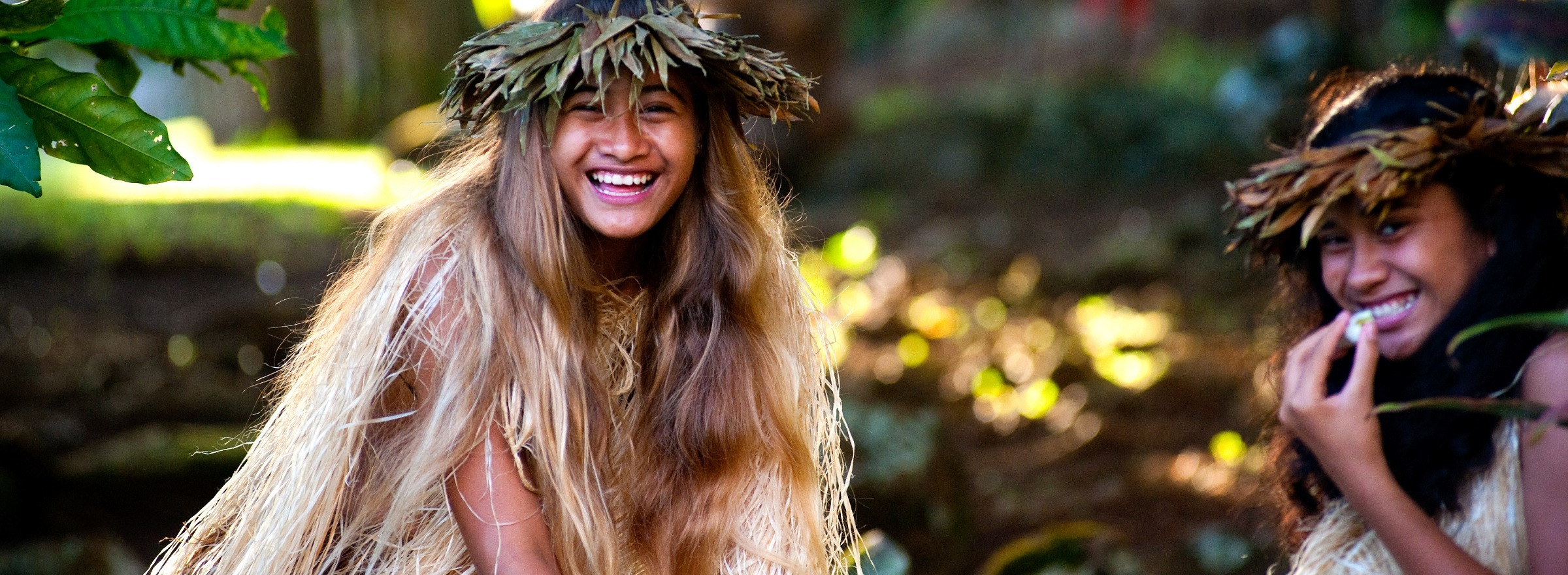 Girls in traditional dress in Rain forest