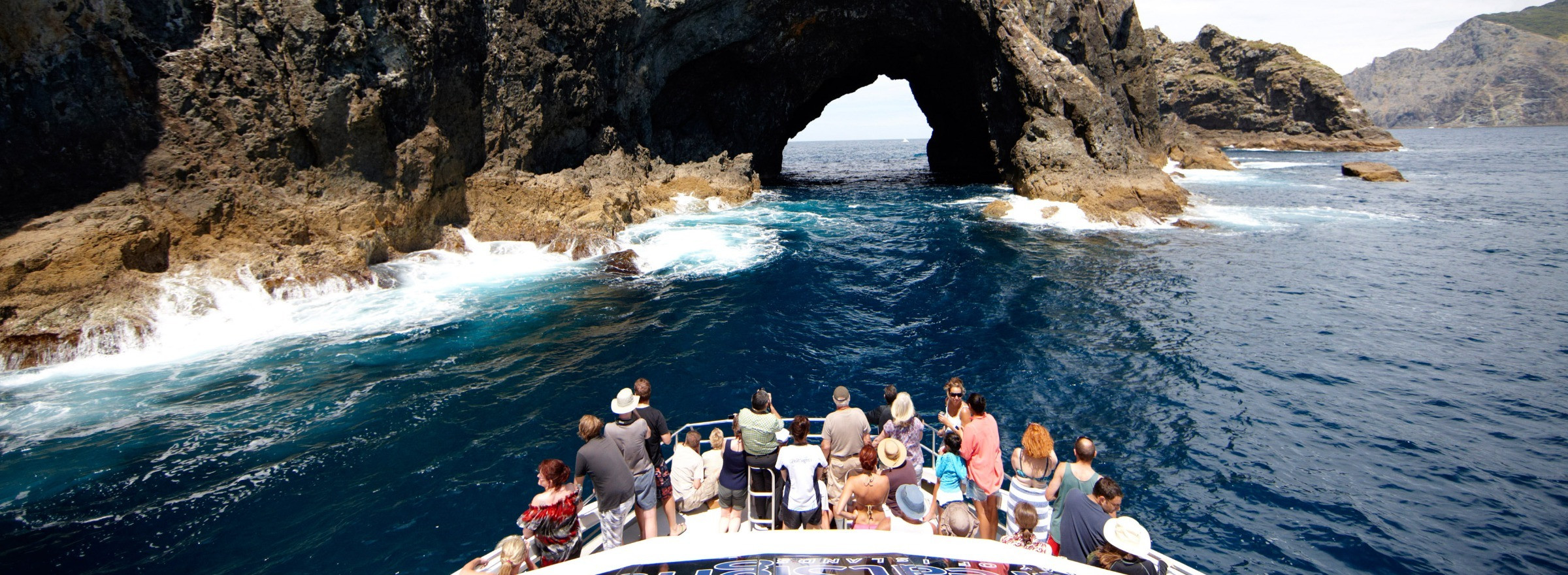 image of boat travelling through caves