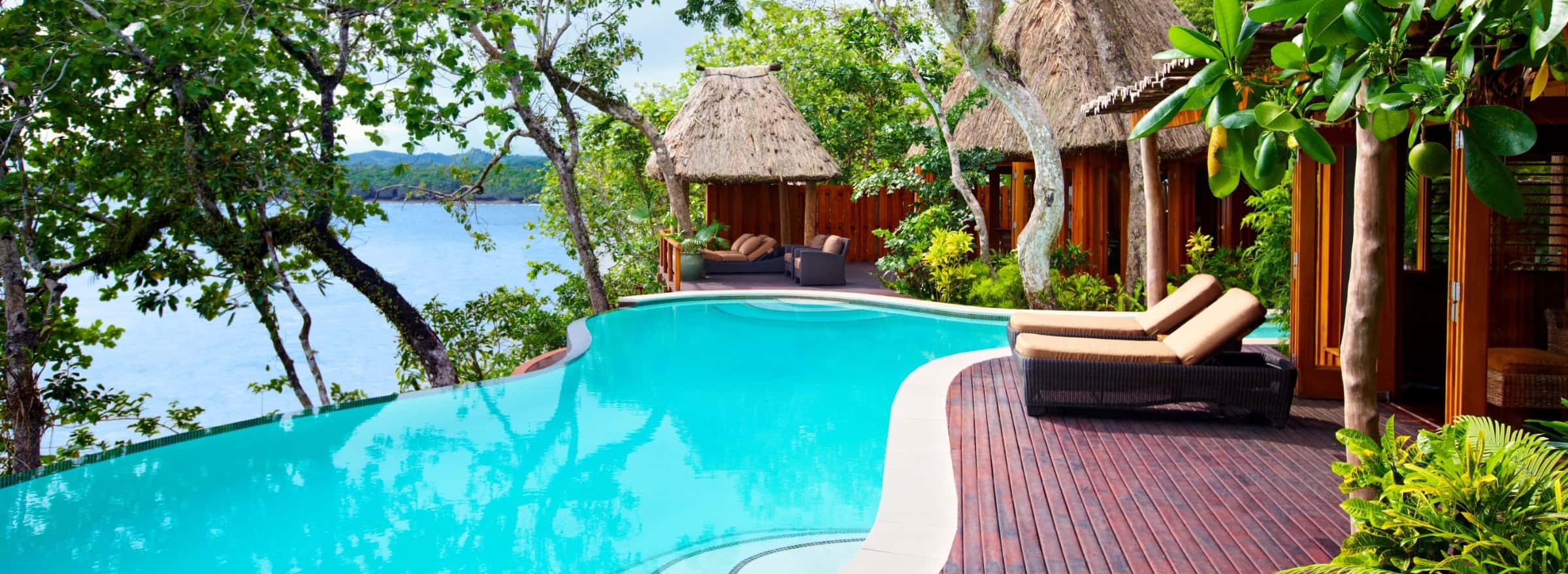 villas and bures by the beach in Fiji